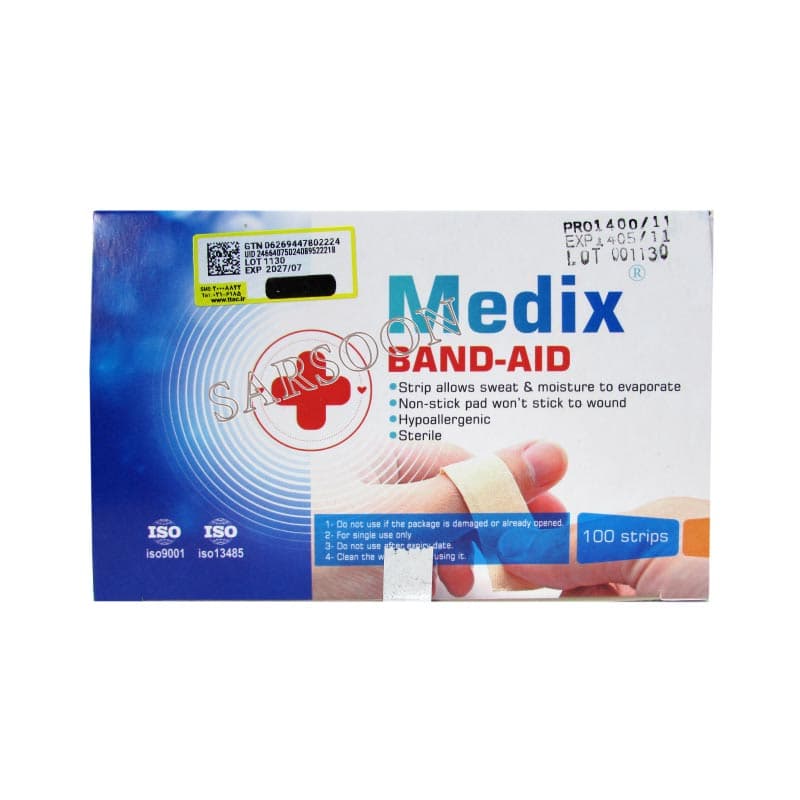 چسب زخم مدیکس بسته 100 عددی Medics bandage