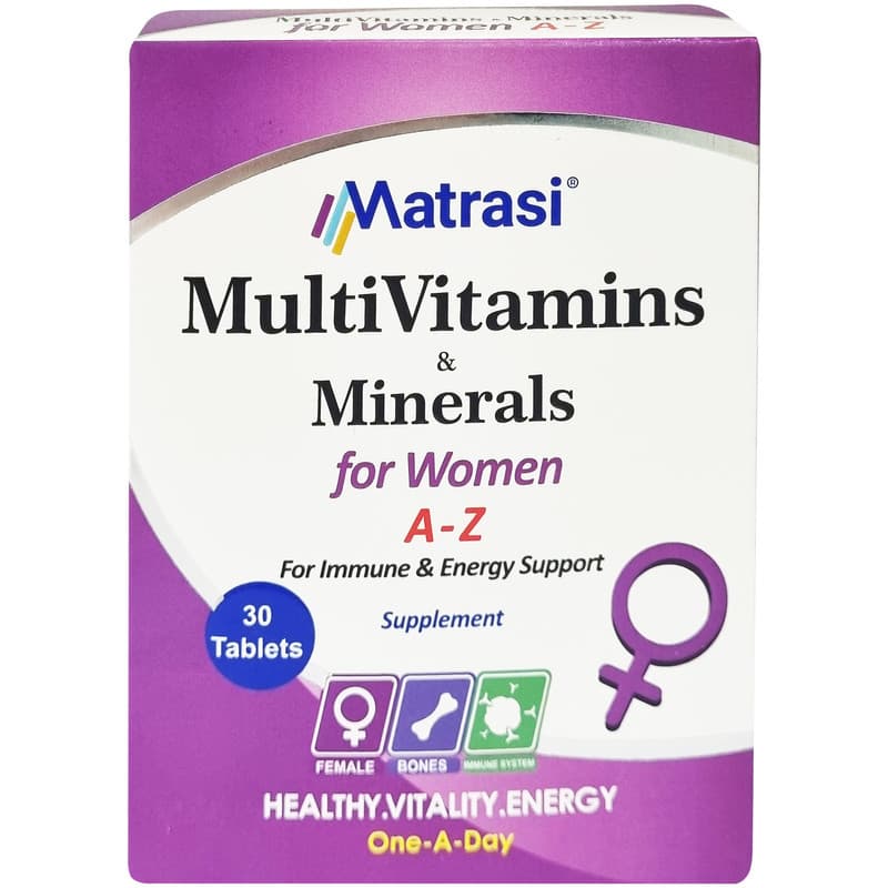 کپسول مولتی ویتامین مینرال مخصوص خانم ها ماتراسی بسته 30 عددی MULTIVITAMIN & MINERAL A-Z WOMEN 30 Tab