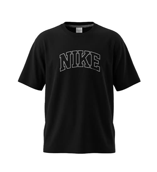 تیشرت یقه گرد مردانه باکسی طرح دار پنبه دو رو مشکی Nike کد 50790