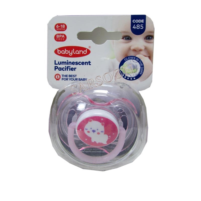 پستانک ارتودنسی بیبی لند کد 485 مدل شب تاب مناسب نوزادان 6 تا 18 ماهه Baby Land Night time Orthodontic Pacifier Code 485 6-18 Months