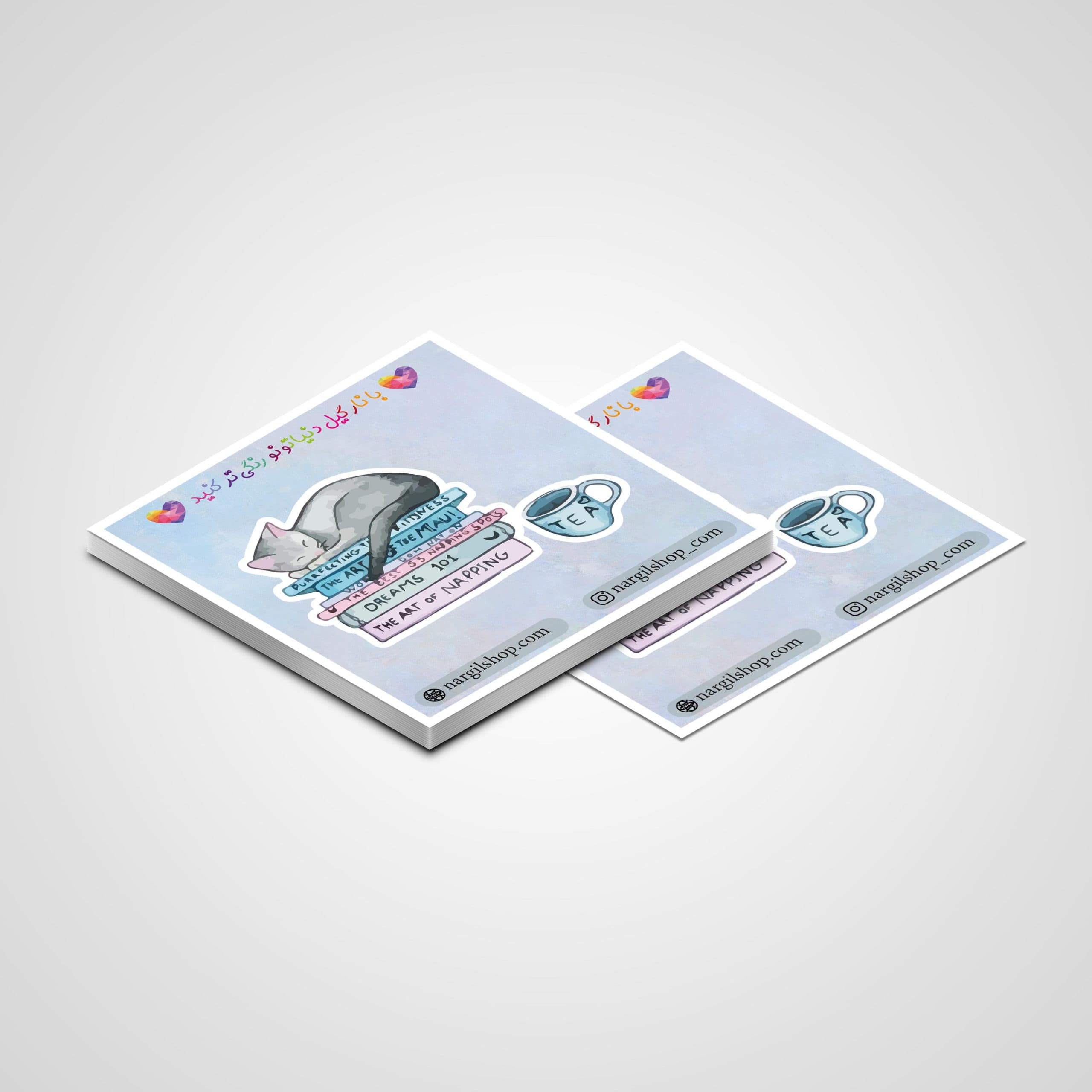 استیکر گربه عاشق کتاب 03 | Book Lover cat sticker 03 — تصویر ۲