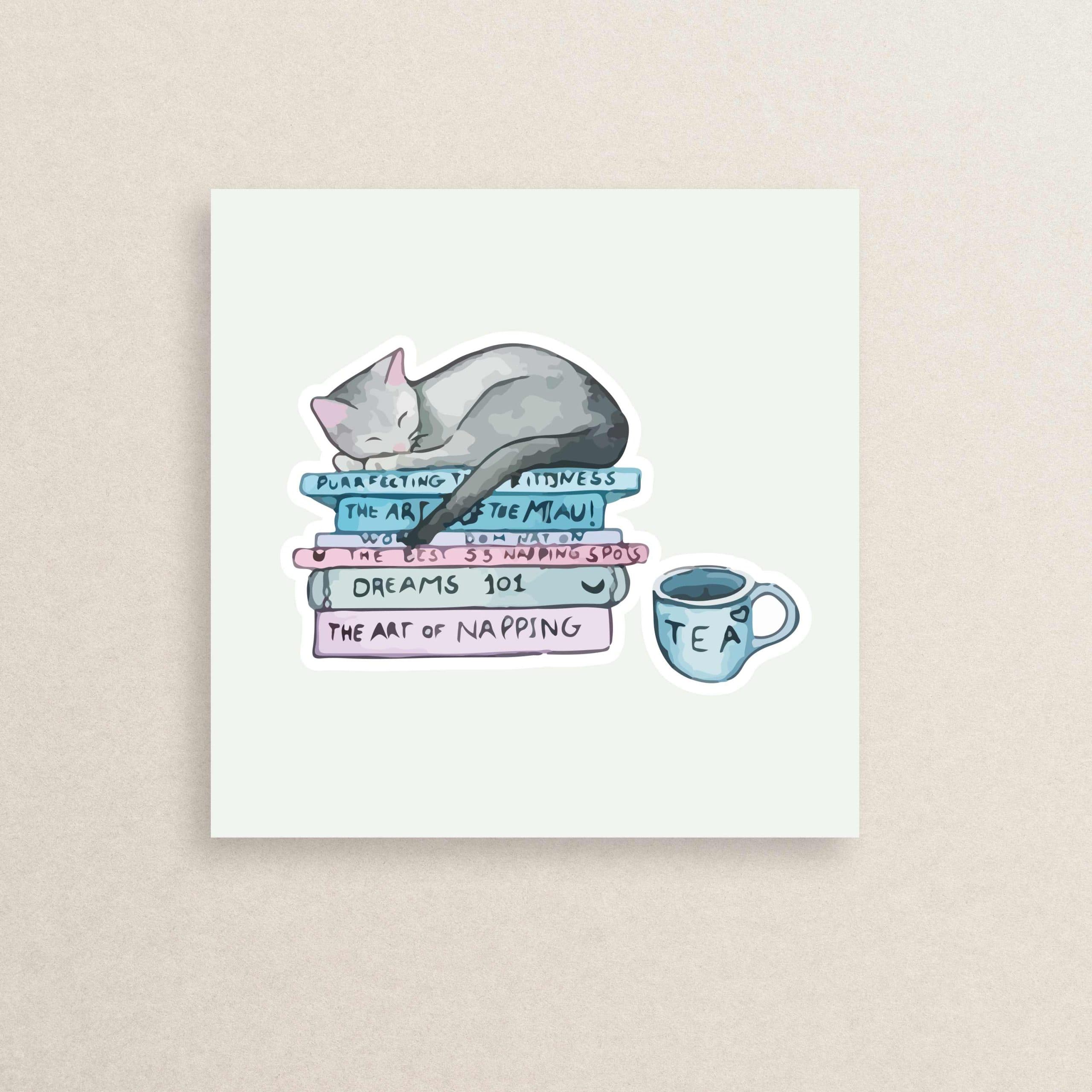 استیکر گربه عاشق کتاب 03 | Book Lover cat sticker 03