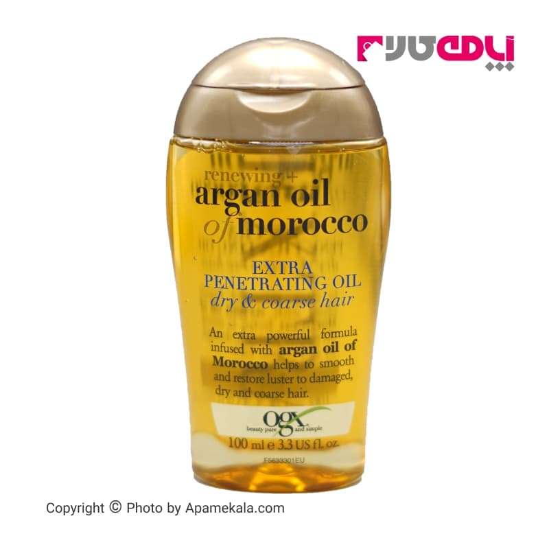 روغن مو مراکشی آرگان مناسب موهای خشک و زبر او جی ایکس حجم 100 میل | ogx