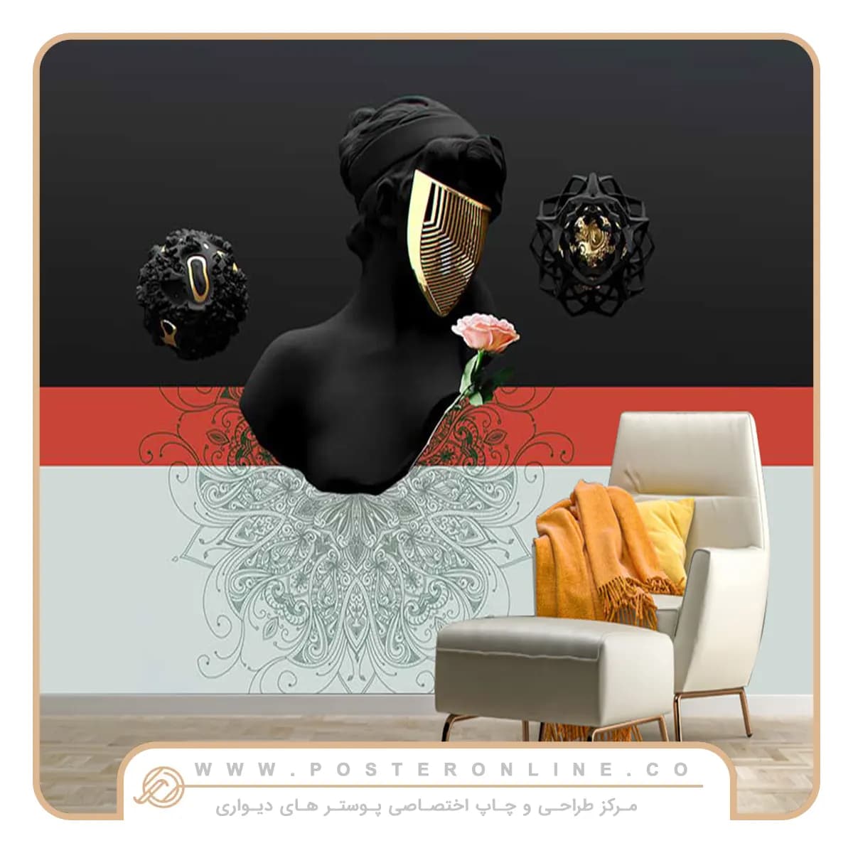 پوستر دیواری لاکچری پتینه طرح انتزاعی کد mt-83160