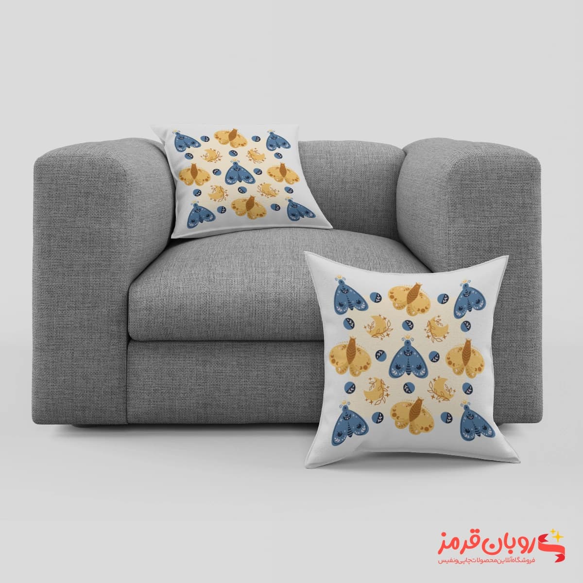 کوسن کد 007 پروانه های آبی و طلایی — تصویر ۲
