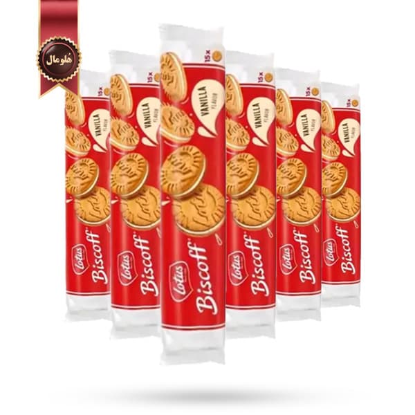 6 بسته بیسکویت لوتوس Lotus مدل کرم وانیلی Vanilla cream پک 15 تایی (اورجینال)