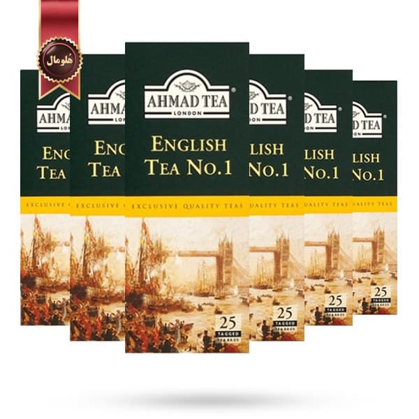 6 بسته چای احمد Ahmad Tea مدل انگلیسی شماره یک English No.1 پک 25 تایی (اورجینال)