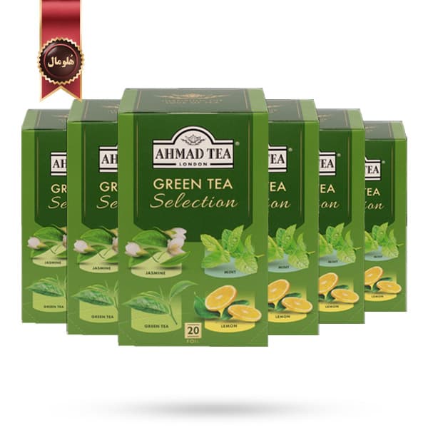 6 بسته چای احمد Ahmad Tea مدل چای سبز چهار طعم Green Tea Selection پک 20 تایی (اورجینال)