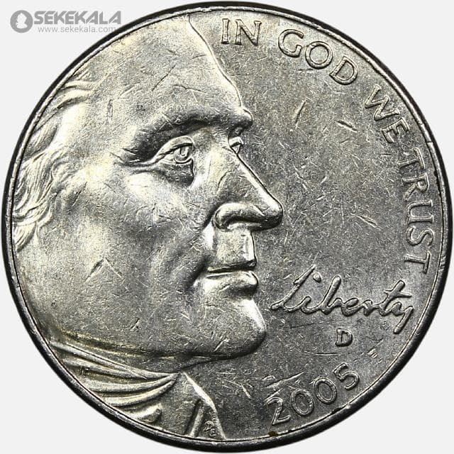 سکه 5 سنت یادبودی آمریکا 2005 D (جفرسون) — تصویر ۲