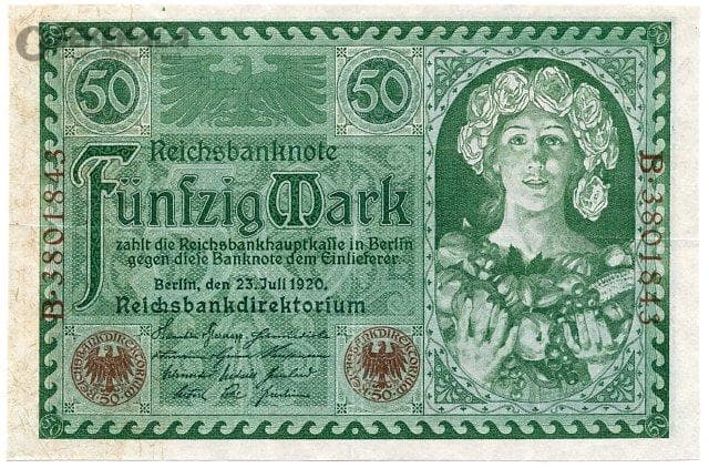 اسکناس 50 مارک آلمان 1920 (جمهوری وایمار)(EF)