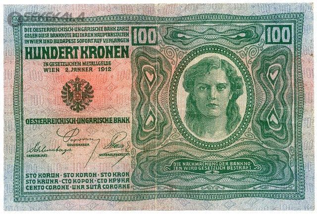 اسکناس 100 پادشاهی اتریش مجارستان 1919 (جمهوری آلمان – اتریش) (EF) — تصویر ۲