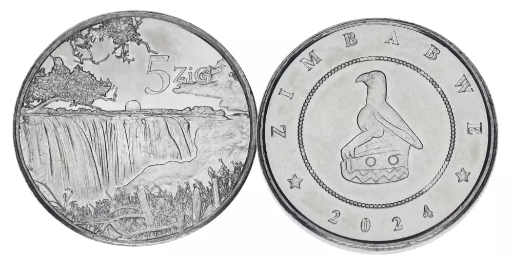 سکه کمیاب 5 زیگ زیمبابوه 2024 (UNC) — تصویر ۳