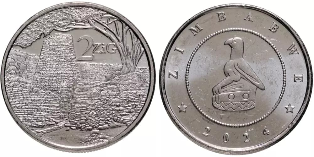 سکه کمیاب 2 زیگ زیمبابوه 2024 (UNC) — تصویر ۳
