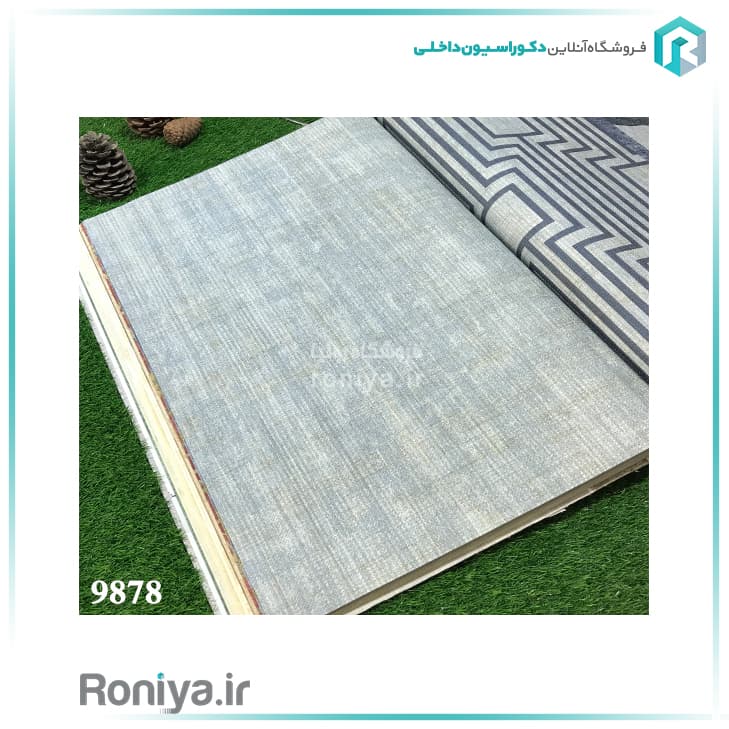کاغذ دیواری طرح کتان طوسیCode-9870 — تصویر ۲