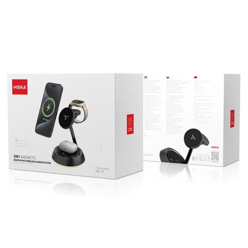 شارژر بی سیم فست شارژ و استند رومیزی Hiska HR-13 15W — تصویر ۲