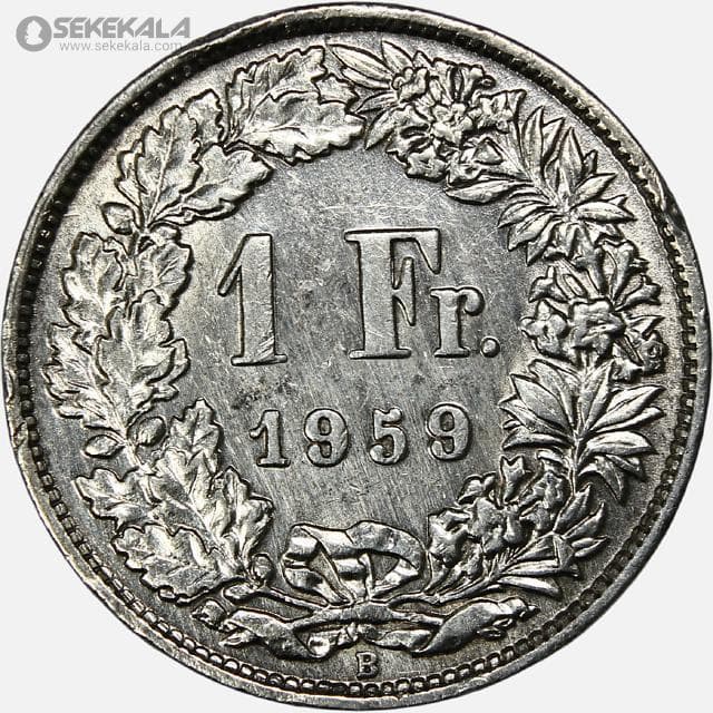 سکه 1 فرانک نقره سوئیس 1959 — تصویر ۲