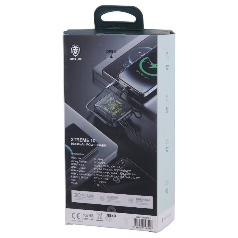 پاور بانک فست شارژ گرین لاین Xtreme 10 GL-PBX6 PD 22.5W ظرفیت 10000 میلی آمپر ساعت — تصویر ۸