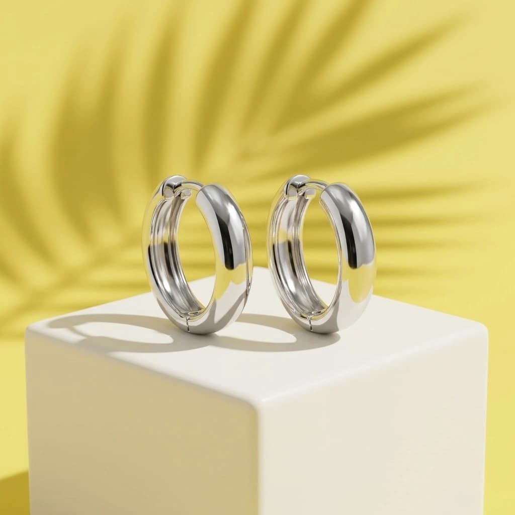 گوشواره ژوپینگ حلقه‌ ای نقره ای | طراحی ساده و شیک