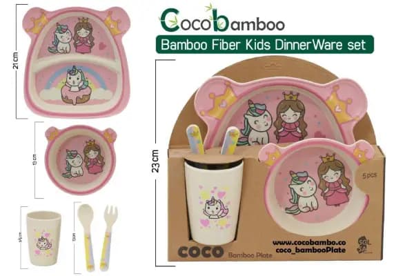 سرویس غذاخوری کودک بامبو 5 تکه coco — تصویر ۴