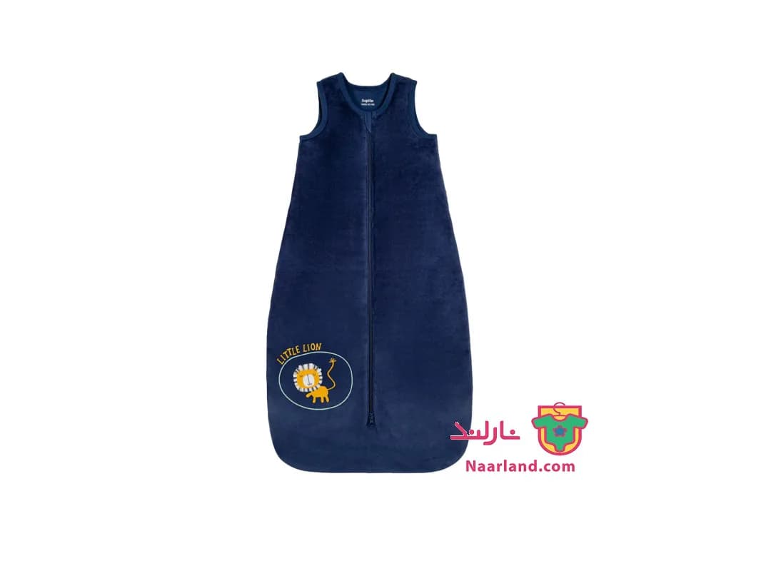 کیسه خواب بچه گانه لوپیلو مخمل آبی طرح شیر کوچولو
