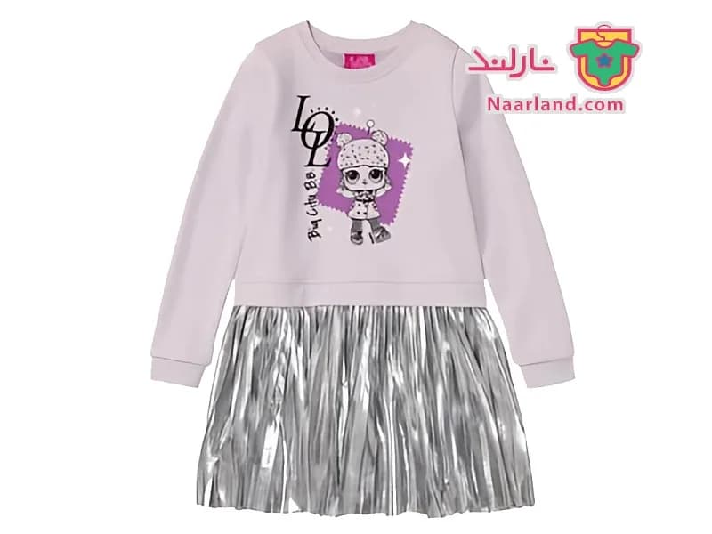 تونیک دورس دخترانه دامن چیندار رنگ بندی — تصویر ۵