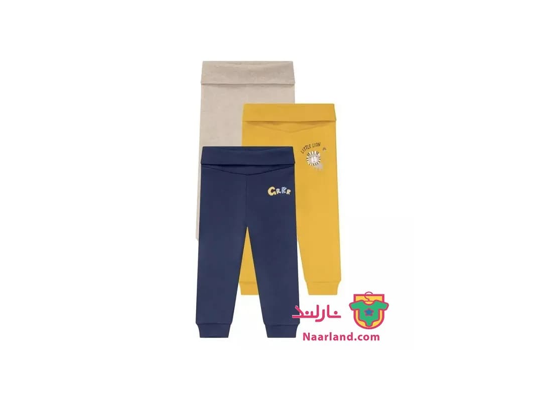شلوار نوزادی لوپیلو (Lupilu) کمر پهن رنگ زرد ابی خاکی