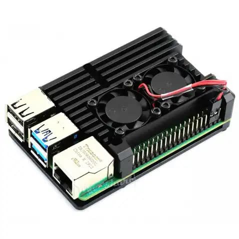 کیس (جعبه – قاب) آلومینیومی مناسب رزبری پای 4 رنگ مشکی Raspberry Pi 4 Case