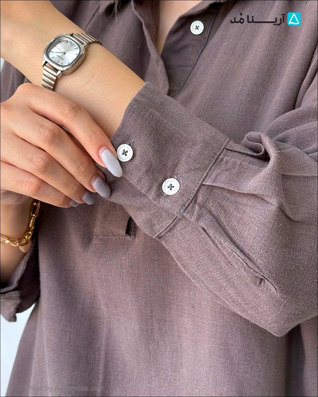 شومیز لینن چهار دکمه — تصویر ۷
