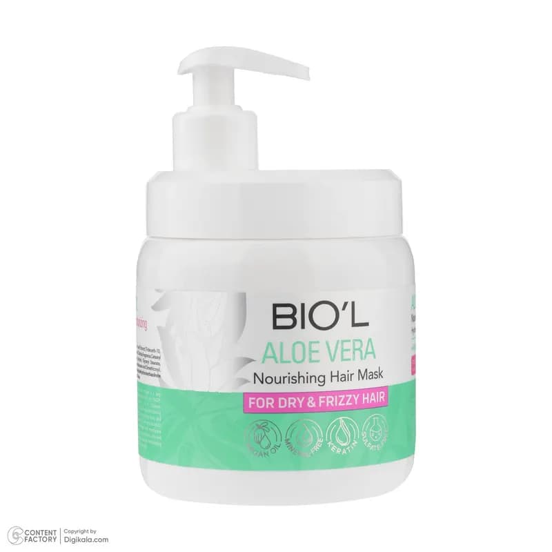 ماسک ترمیم کننده مو با آبکشی بیول مدل AloeVera مناسب برای موهای خشک و وزدار حجم 500 میلی لیتر — تصویر ۷