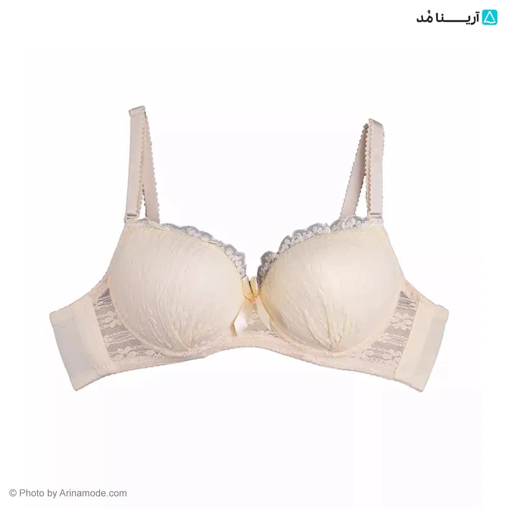 سوتین اسفنجی دانتل گلدار لبه چین — تصویر ۲
