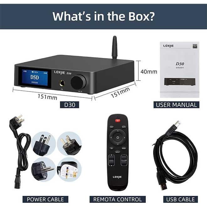 دک صوتی بلوتوث و آمپلی فایر هدفون های رزولوشن لاکسجی LOXJIE D30 Audio DAC & Headphone Amplifier Hi-Res ES9068AS 32bit/768kHz MQA — تصویر ۶
