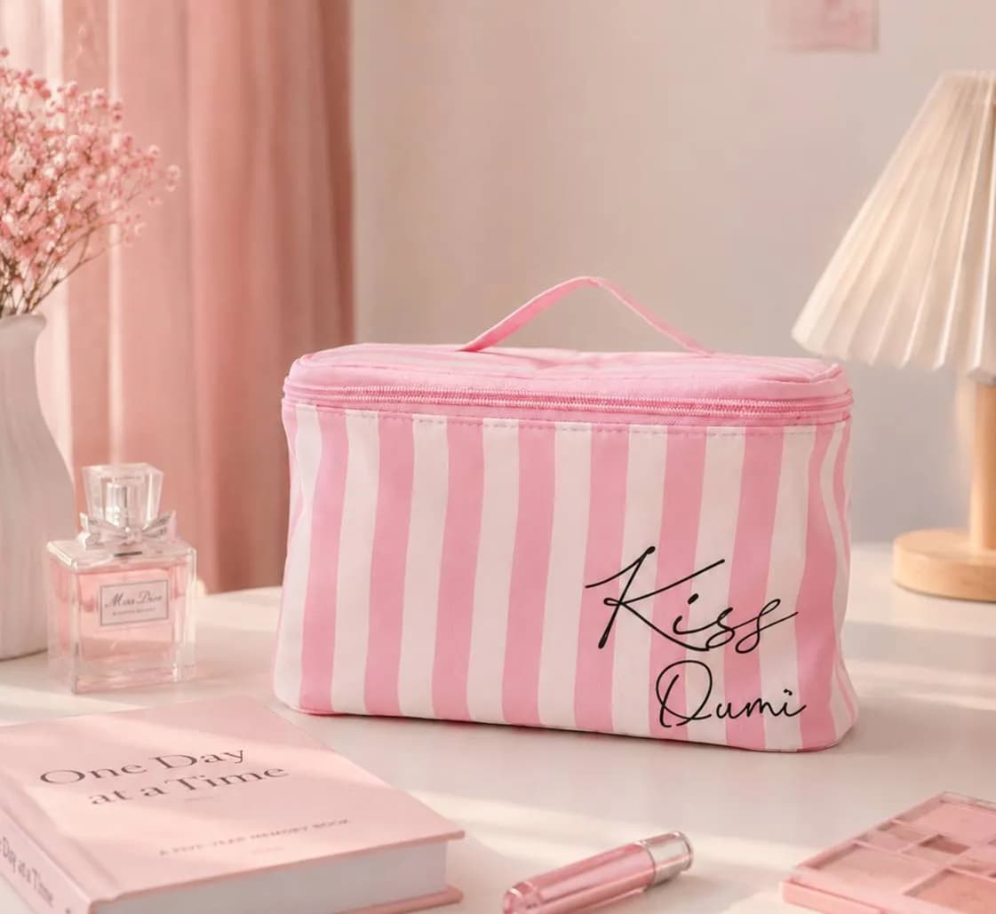 کیف لوازم آرایش پینترستی Kiss Dumi صورتی — تصویر ۲