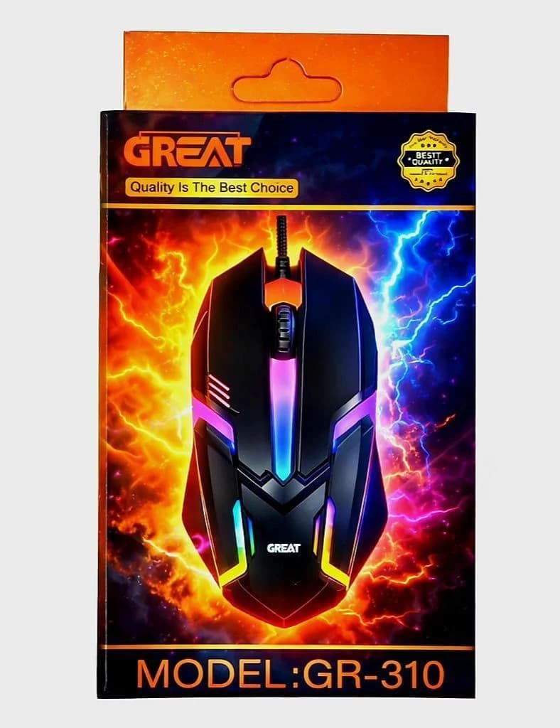 ماوس گیمینگ گریت مدل GREAT GR-310 (با نورپردازی RGB)