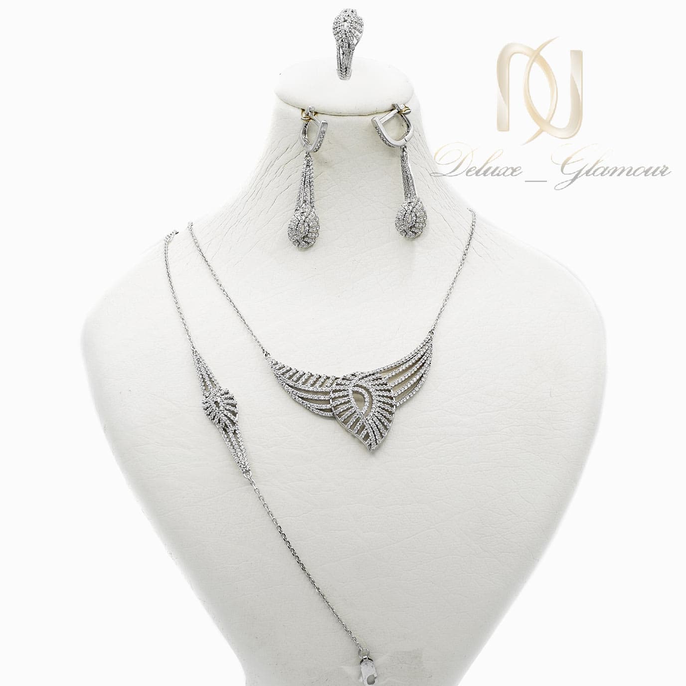 سرویس نقره نگین دار زنانه طرح جدید ns-n674