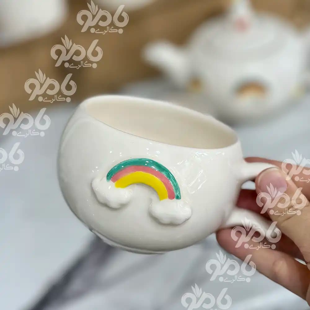 قوری و فنجان سرامیکی وارداتی یونیکورن — تصویر ۳