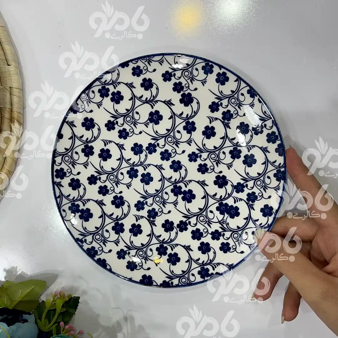 پیش دستی گرد سرامیکی گل آبی جدید 19سانت