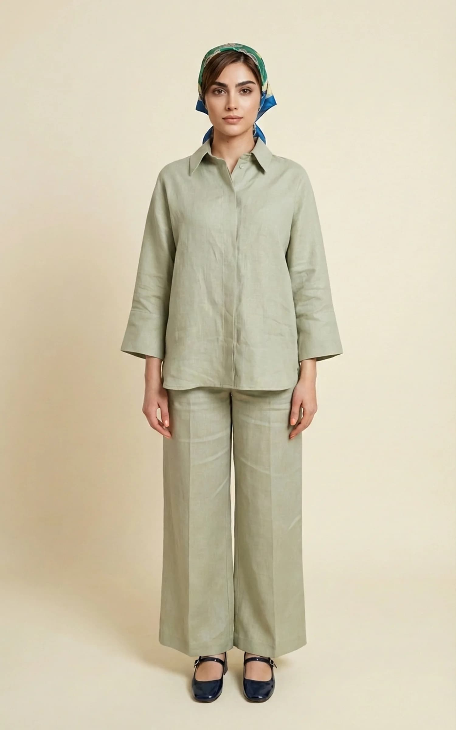 شومیز زنانه آستین سهربع یقه کلاسیک دکمهدار ساده nevado کد 404112491850 — تصویر ۴