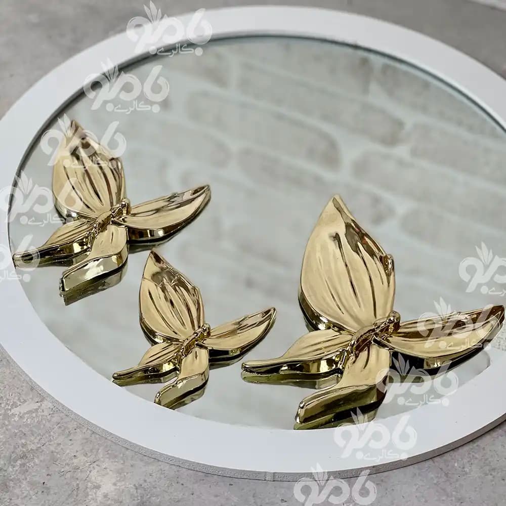 آینه دکوراتیو گرد پروانه دار قطر 32سانتی متر — تصویر ۴