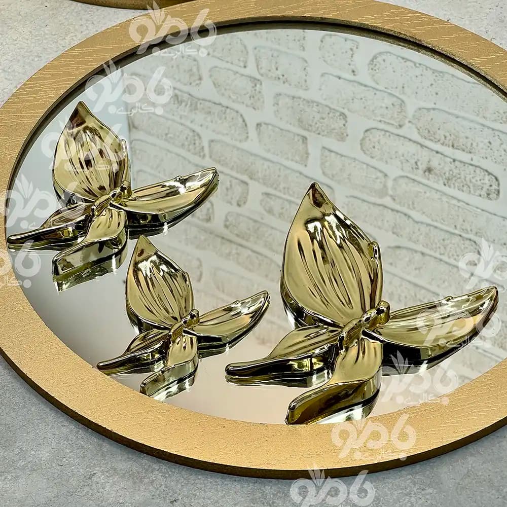 آینه دکوراتیو گرد پروانه دار قطر 32سانتی متر — تصویر ۵