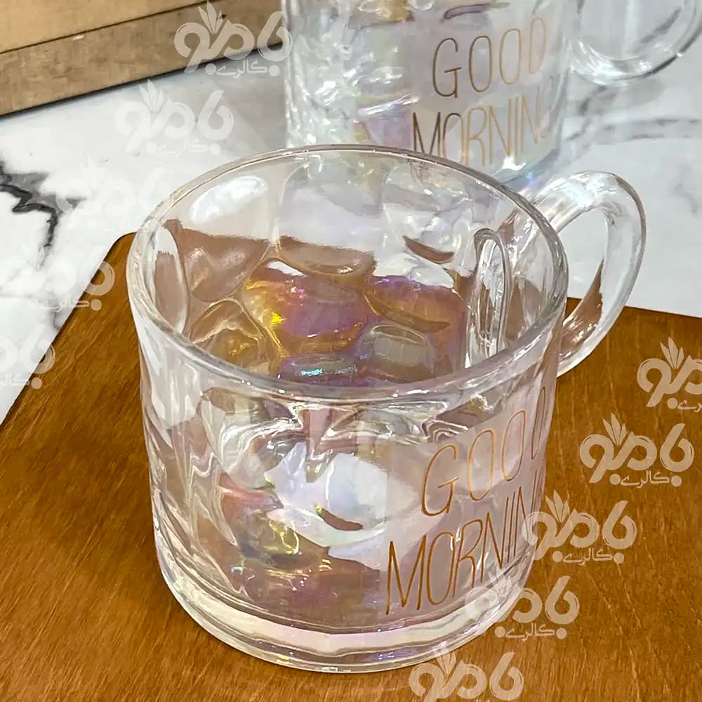 ماگ شیشه ای 7رنگ گود مورنینگ — تصویر ۳