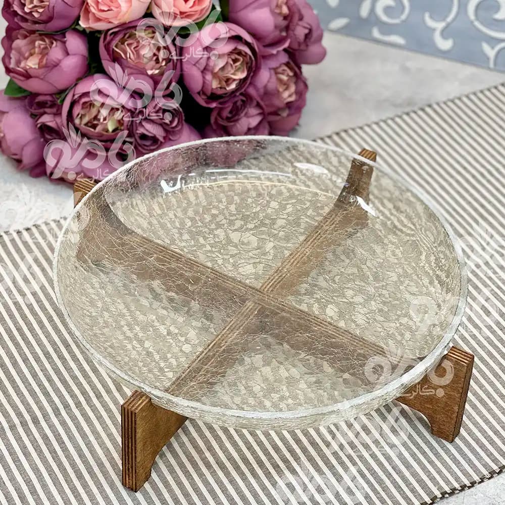شیرینی خوری چوبی شیشه آبگز پلای وود
