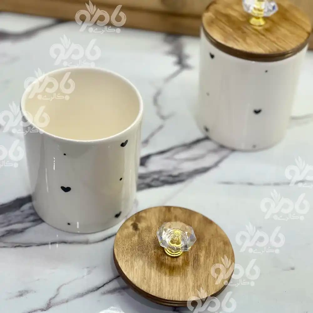 بانکه تکست سرامیکی گرد چاپ قلب ریز درب کریستال — تصویر ۲