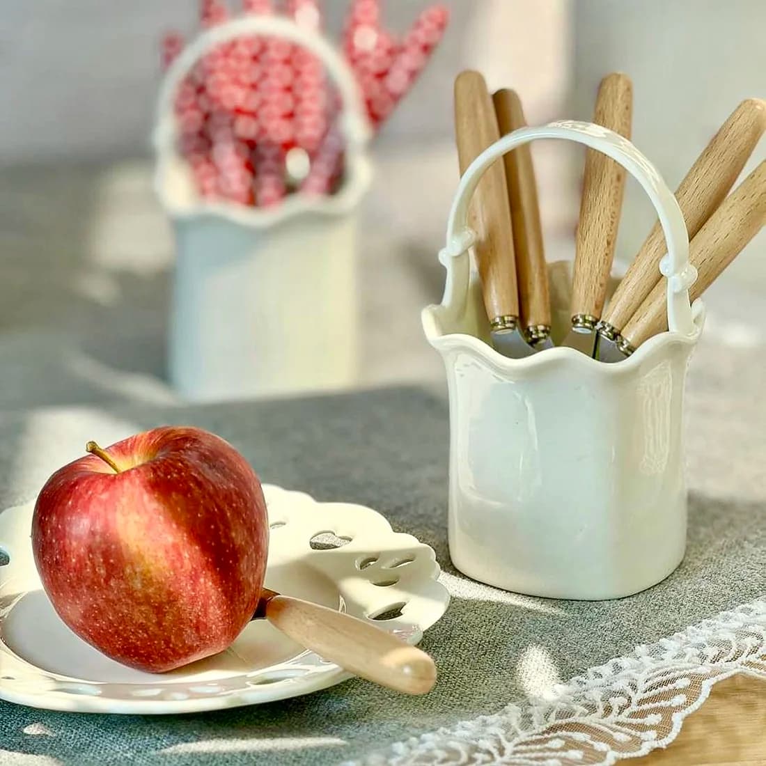 جاقاشقی سرامیکی سبدی ساده وارداتی — تصویر ۳