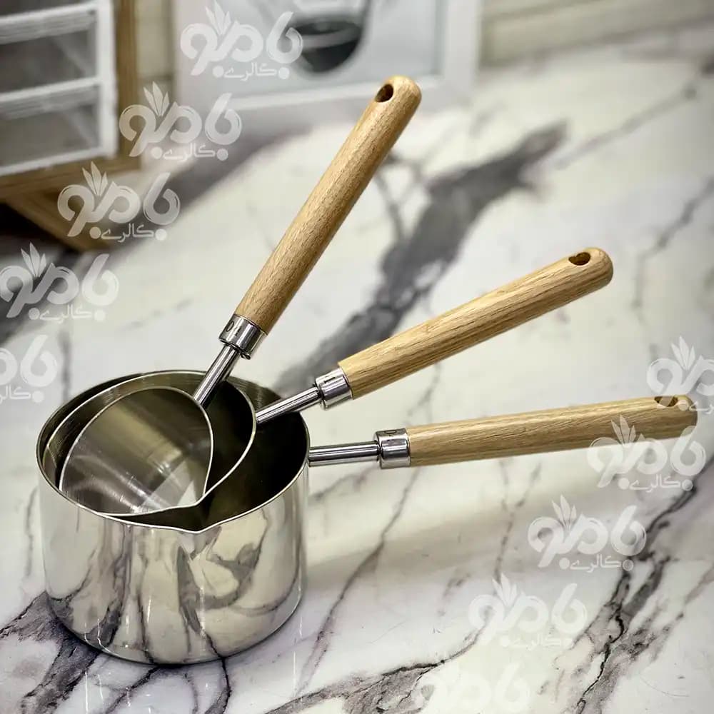 شیر جوش استیل سیلور دسته چوبی — تصویر ۳
