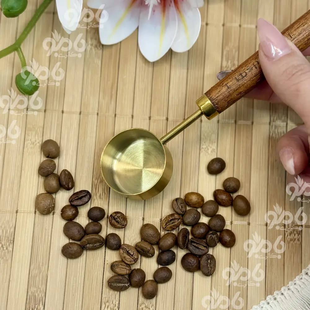 پیمانه استیل طلایی دسته چوبی وارداتی — تصویر ۲