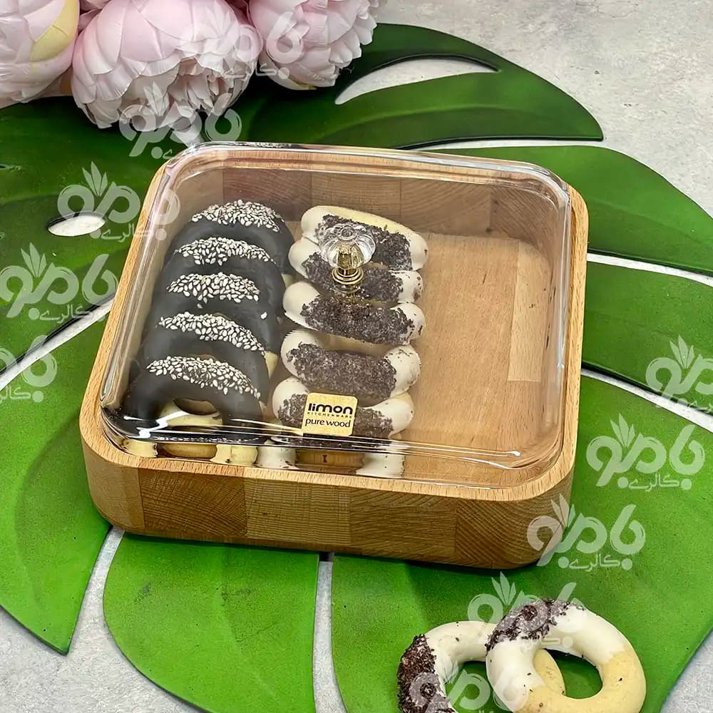 بیسکوییت خوری چوبی درب شیشه ای لیمون — تصویر ۵