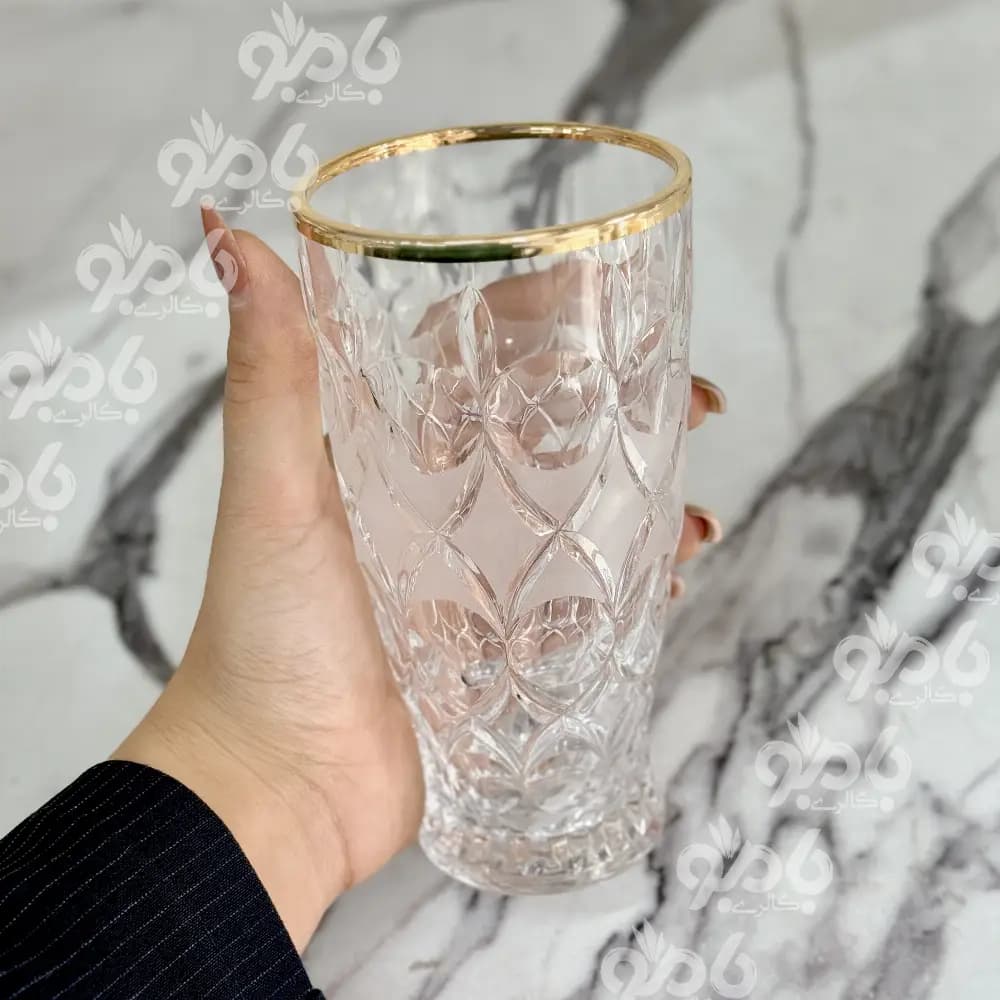 پارچ و لیوان شیشه ای آنجلیکا لب طلا — تصویر ۳