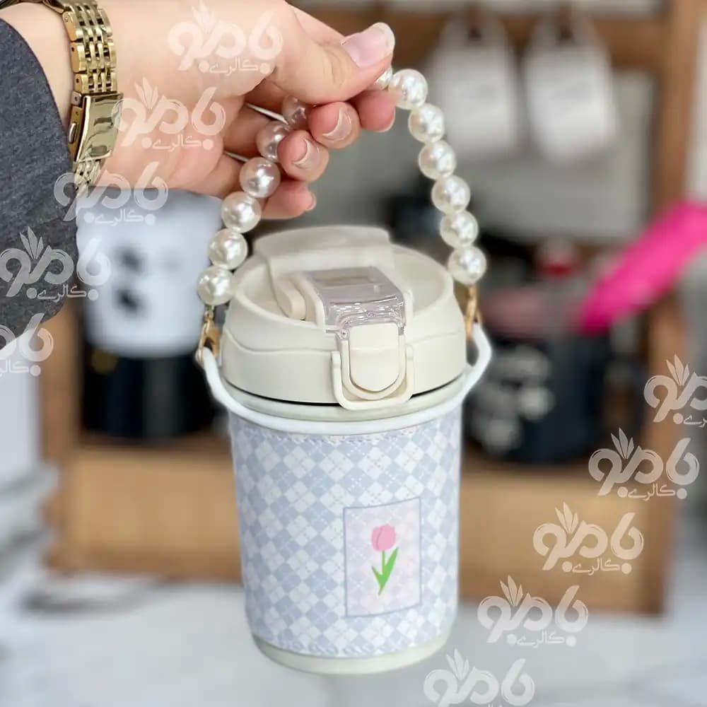 تراول ماگ بند چرم مروارید
