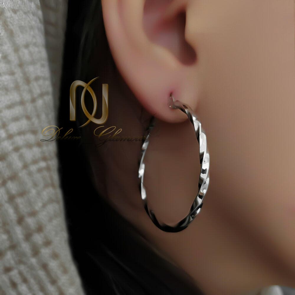 گوشواره نقره خارجی حلقه ای بزرگ er-n304 — تصویر ۳
