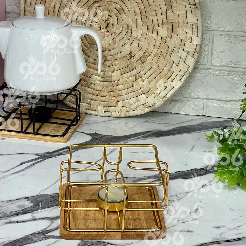 وارمر قوری چوب فلزی مربع — تصویر ۵
